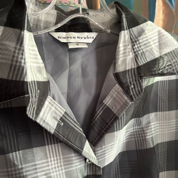 Bianca Nygard Chic Black and White Plaid Women's Blouse 12 - Picture 16 of 16